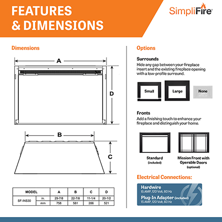 30 Traditional Electric Fireplace Insert - SimpliFire