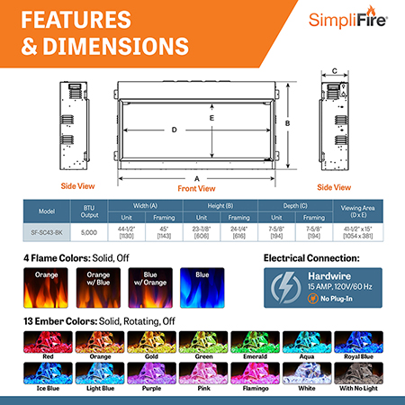 Scion Trinity 43 Linear Electric Fireplace - SimpliFire