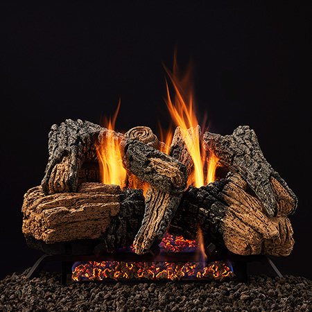 24" Duzy 3 Refractory Logs with 24" Radiant IPI Vented Burner (Electronic Ignition) - Majestic