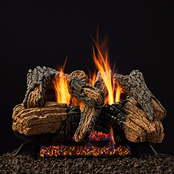 24" Duzy 3 Refractory Logs with 24" Radiant IPI Vented Burner (Electronic Ignition) - Majestic