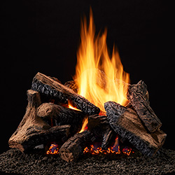 24" Duzy 5 Refractory Logs with 24" Radiant IPI Vented Burner (Electronic Ignition) - Majestic