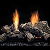 27"  See-Thru Ceramic Fiber Logs, Natural Blaze Vent Free See-Thru Burner (Millivolt/Pilot) - Monessen