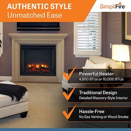 30 Built-In Traditional Electric Fireplace - SimpliFire